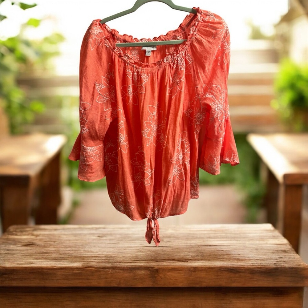 AB Studio Coral Floral Blouse